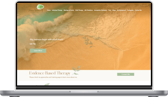 Mockup Preview of Karine Bertram Psychotherapy Website on 15 inch Macbook Pro