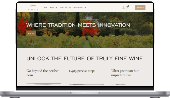 Mockup Preview of Sinegal Estate Website on 15 inch Macbook Pro